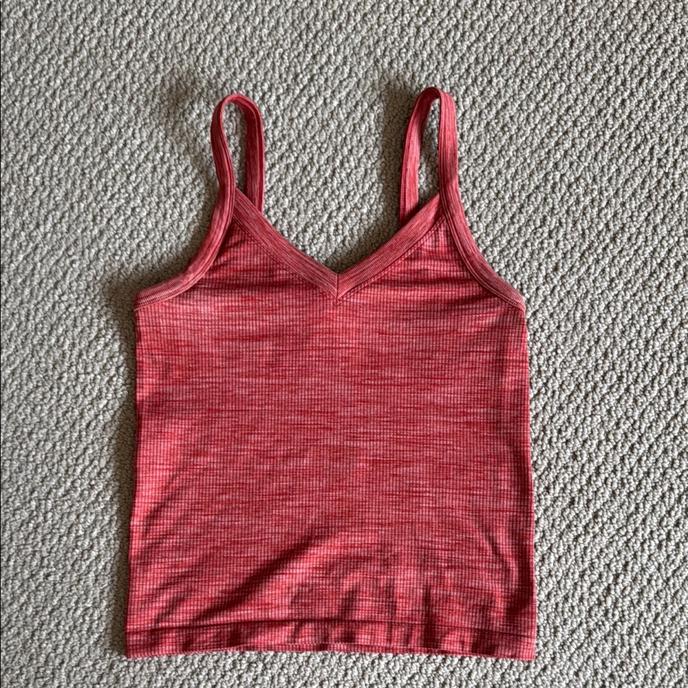 Athleta Red Ribbed Tank Top